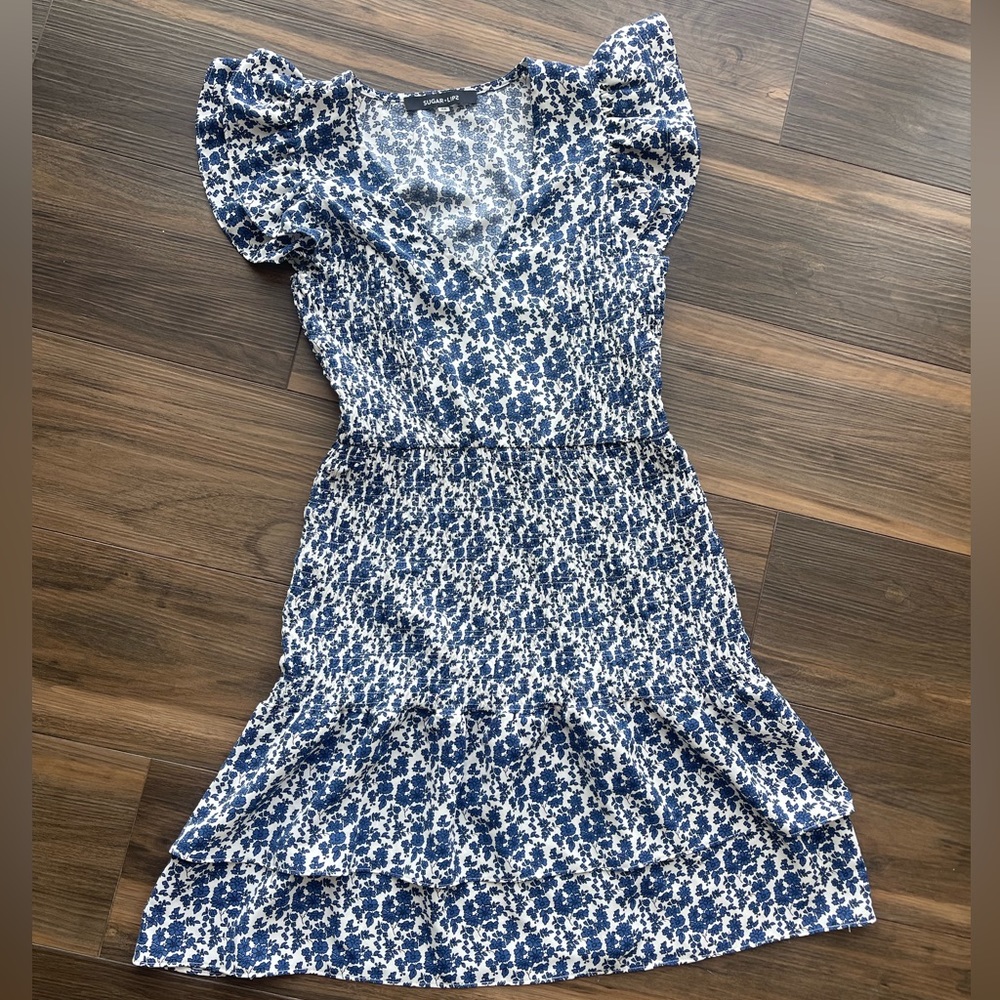 Floral Blue and White Dress